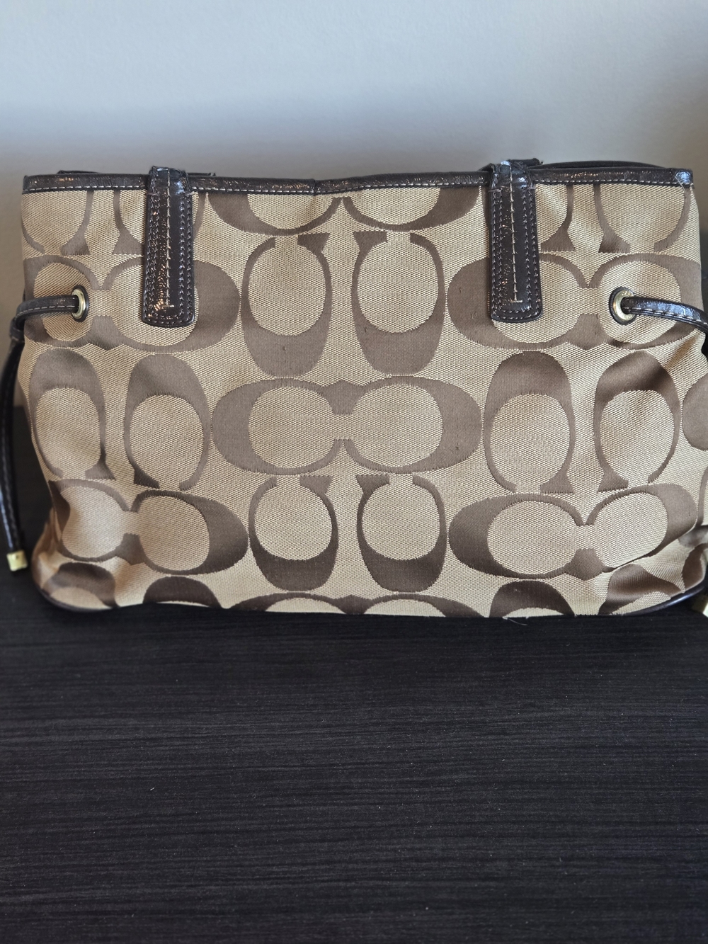 Coach Brown Signature Canvas Shoulder Tote - Picture 2 of 8